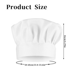 TIESOME 2PCS Adjustable Elastic Chef Hat, Reusable and Washable Durable Pure Cotton Cook Cap for Kitchen, Restaurants, Culinary Schools - White