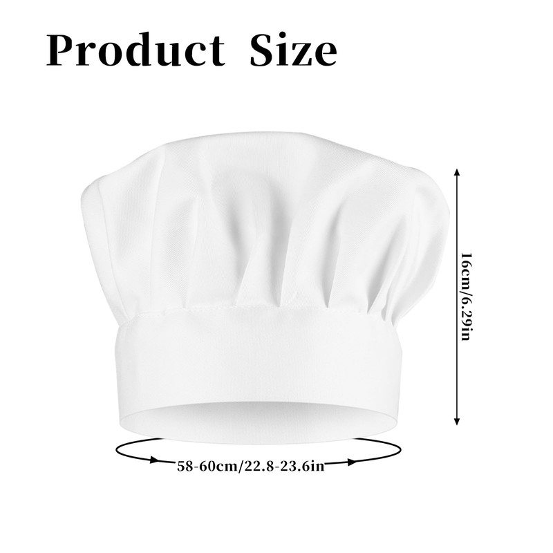 TIESOME 2PCS Adjustable Elastic Chef Hat, Reusable and Washable Durable