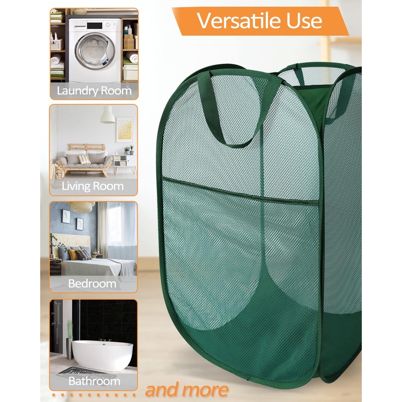 Durable Collapsible Laundry Baskets, Tear-resistant Pop Up Hamper for Laundry,