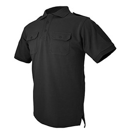 Hazard 4 LEO Battle Polo Tactical Velcro Arm Patch/Chest Pockets Cotton Shirt, Black, Small