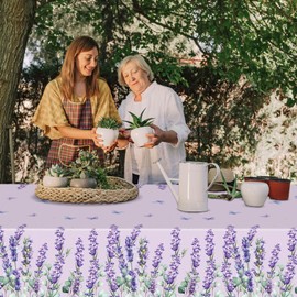 2PCS Floral Tablecloths Spring Summer Floral Table Cloth Flower Plastic Disposable Table Cover Spring Summer Floral Birthday Baby Shower Party Decorations Kitchen Picnic Spring Party Supplies 54"x108"