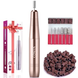 COSLUS Electric Nail Cutter for Gel Nails: 20000 rpm Wire Adjustable Speed and Rotation Direction Manicure and Pedicure Set, Nail File Cutter for Gel Nails, Acrylic Nails (Rose Gold)