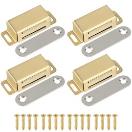 Alise Gold Cabinet Magnetic Catch,Door Catch with Strong Magnetic for Cabinet,Closet Doors Catches Closer Latches Hardware,Stainless Steel Catches for Cupboard Drawer Kitchen Wardrobe,Pack of 4