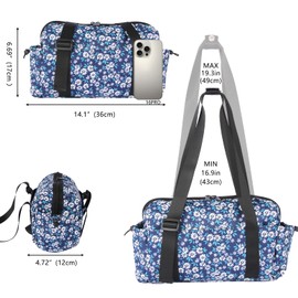 HUA ANGEL Women's Mini Sports Bag Lightweight Multi Pockets Small Waterproof Gym Bag with Adjustable Strap for Swimming Pool Yoga Beach Summer, white flowers