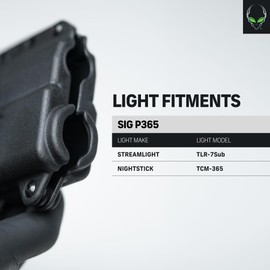 Alien Gear Photon Holster for Sig Sauer P365, P365X, SAS, P365-380 – IWB/OWB, Ambidextrous, Light-Bearing – Fits TLR-7 Sub, Nightstick TCM-365