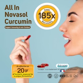 Camrusepa All in Novasol Curcumin Herbal Supplement – Advanced Curcumin Formula, Enhanced Absorption Licaps Capsules, Supports Antioxidant, Immune & Cellular Health | 60 Capsules