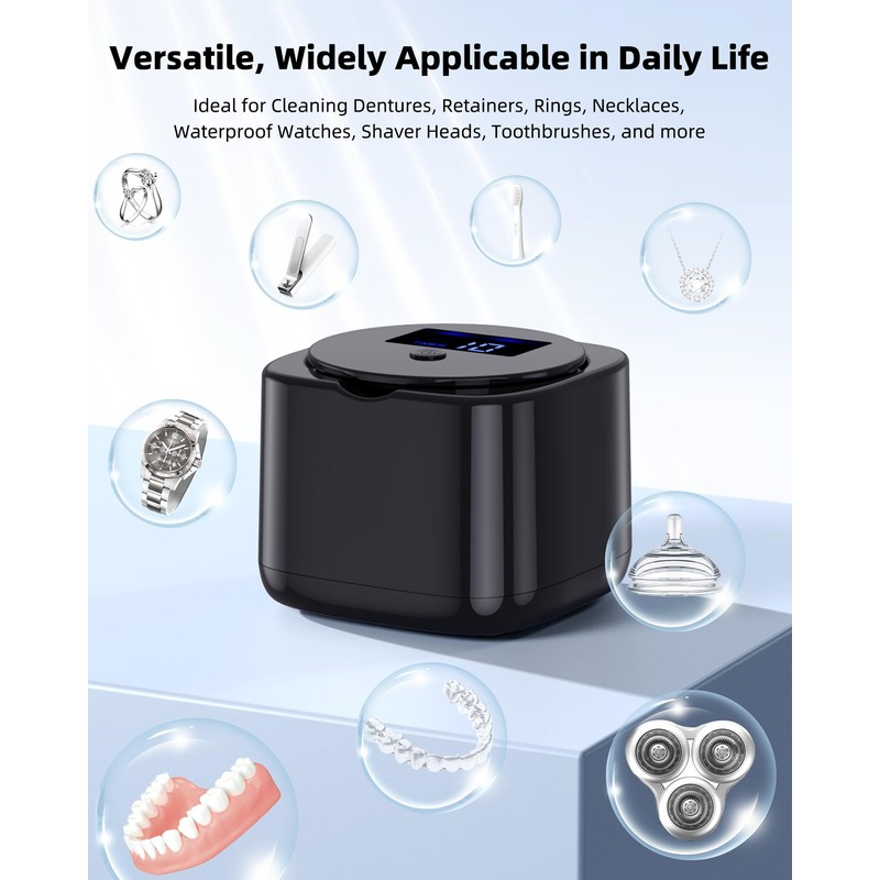 Ultrasonic Retainer Cleaning Device, NaNaLazy Dental Ultrasonic Cleaner for Retainers,