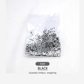 DIAO79NI Rhinestones 1440pcs SS6 Glass Nail Art Crystal Black Flatback Gemstones for Crafts Nails Makeup Bags and Shoes Decoration（SS6, Black）