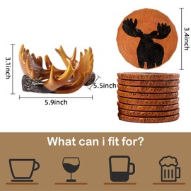 Deer Antler Coasters - 8 Full Size Rustic Coasters for Log Cabin Decor - Hunting Decor