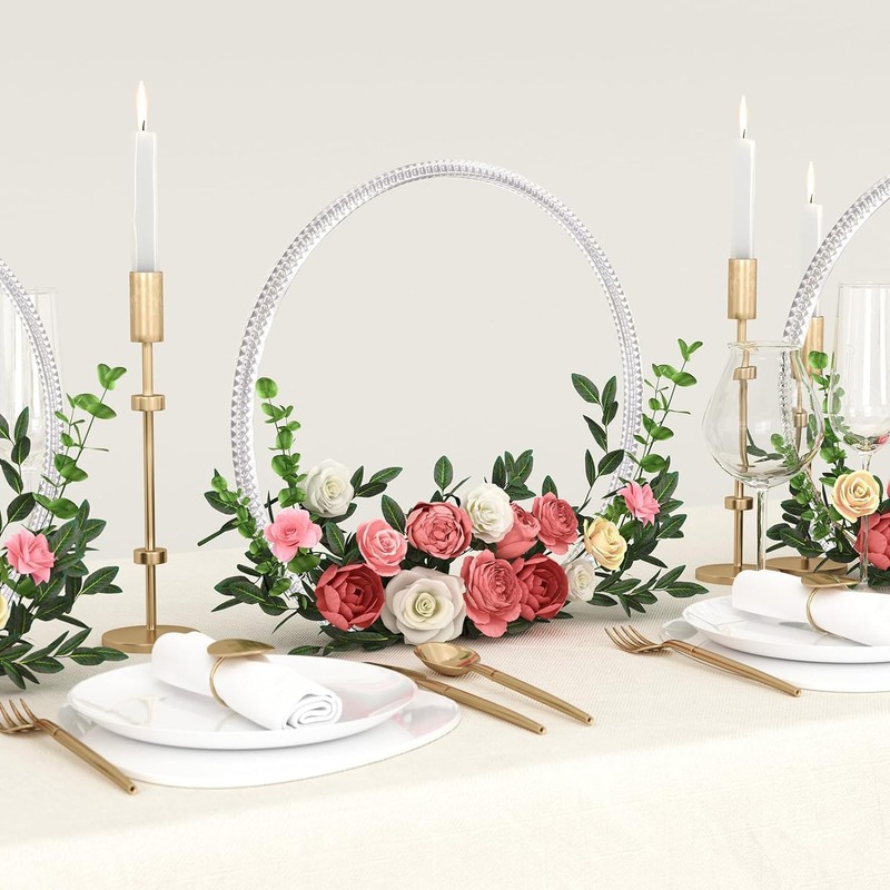 YALLOVE 2 Pack 12 Inch Floral Hoop Table Centerpiece, Acrylic