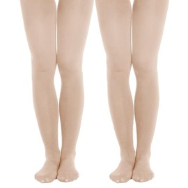 Citystl 2 Pairs Fleece Lined Tights for Women, 120D Black Winter Tights, Opaque Warm Tights with Control Top Tights, Nude, Small