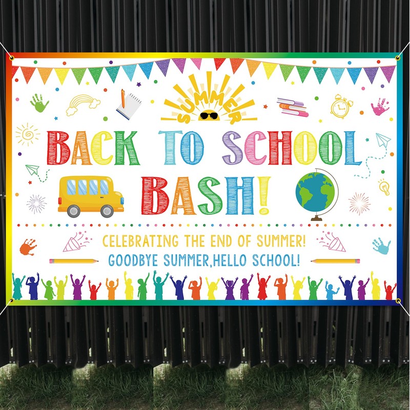 Back to School Bash Backdrop Banner End of Summer Back