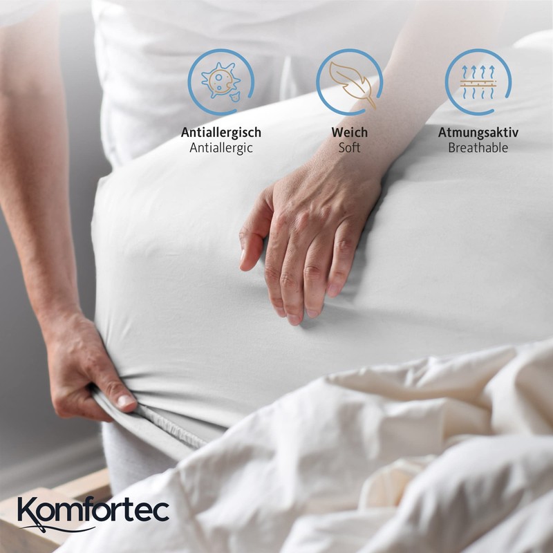 Komfortec Jersey Fitted Sheet 140 x 200 cm, 100% Cotton,