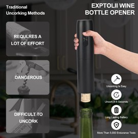 Electric Wine Opener Set with Charging Base, Rechargeable Automatic Corkscrew Bottle Opener with Pour, Preserver Vacuum Stopper, Foil Cutter, USB Charging Cable
