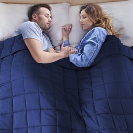 yescool Weighted Blanket for Adults (20 lbs, 80” x 87”, Blue) Cooling Heavy Blanket for Sleeping Perfect for 190-210 lbs, Queen Size Breathable Blanket with Premium Glass Bead, Machine Washable