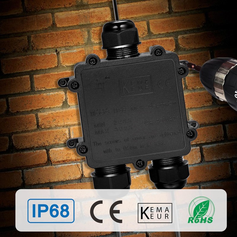 Junction Box with Quick Connector TÜV Tested IP68 Waterproof 3-Way