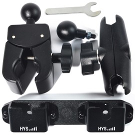 HYS Heavy-Duty Aluminum Alloy 360° Adjustable Swivel Clamp Mount for Handheld CB Radio & Hand Mic Holder - Universal Bracket for Boats, Cars, Trucks, ATVs, Two-Way Radios, Walkie Talkies Accessories