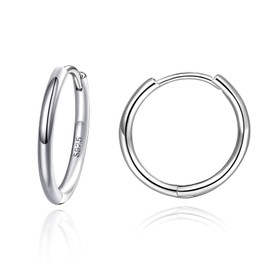 Mini Creole Earrings Silver Women's Small 925 Real Silver Hoops Earrings, men, 8-20 mm, Silver, Silver