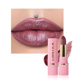 Glitter Metallic Shimmer Lipstick Long Lasting,High Shine Glitter Diamond Creamy Red Color Matte Lipstick Transfer Proof Non-Stick Lip Gloss Shimmer High Impact Full Coverage Lip Makeup for Women-06