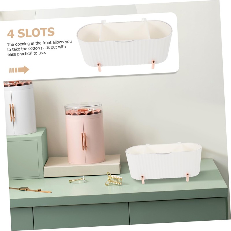 ULTECHNOVO Cotton Swabs Container with Lid Compartment Makeup Organizer Storage