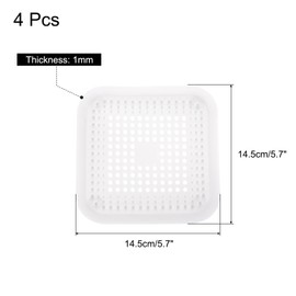 uxcell 4pcs Shower Drain Hair Catcher Square Drain Cover with Anti-Slip Point Silicone Hair Stopper for Shower Kitchen Sink Bathroom Tub Accessories, White