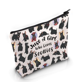 VAMSII Scottish Terrier Lover Gift Who Loves Scotties Makeup Bag Scottish Terrier Mom Cosmetic Bag Scottish Terrier Owner Gift (Who Loves Scotties M)