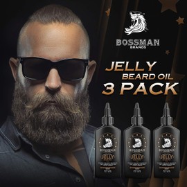 Bossman Bossman Jelly Beard Oil for Men 3 Pack (12 oz in Total, Stagecoach Scent) C Softens, Moisturizes & Conditions with Natural Ingredients