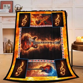 Guitar Blanket Super Soft Warm Cozy Plush Fluffy Guitar Stuff Lightweight Fleece Flannel Gifts Blankets for Kids Adults 50"X40" Music Throw