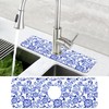 Watercolor Blue Floral Kitchen Sink Splash Guard Mat - Absorbent