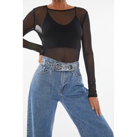 INOGIH Plastic-Grommet-Belt Clear-Waist-Belt with Pin-Buckle for Women (Transparent)