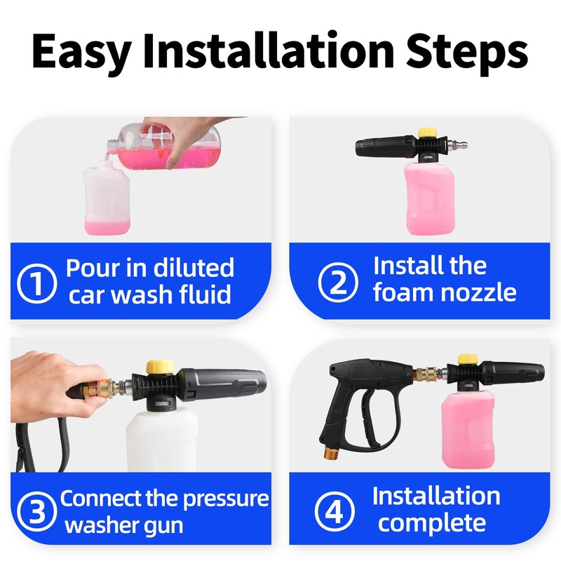 Sooprinse Car Washer Foam Cannon, Adjustable Snow Foam Lance with