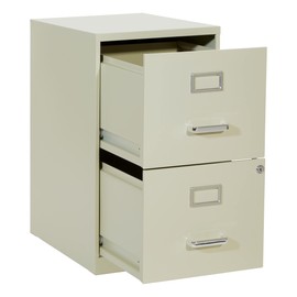 OSP Home Furnishings 2 Drawer Locking Metal File Cabinet, Tan