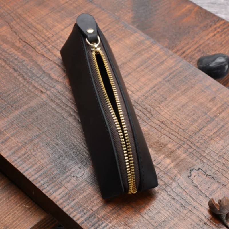 Genuine Leather Pencil Case Unique Design Zipper Pouch for School