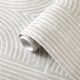 Wonderjune Neutral Peel and Stick Wallpaper Boho Removable Abstract Modern Contact Paper for Classroom Self Adhesive Wall Paper Peel and Stick Modern Bedroom Cabinet(Brown White,16.4 ft X 15.75 in)