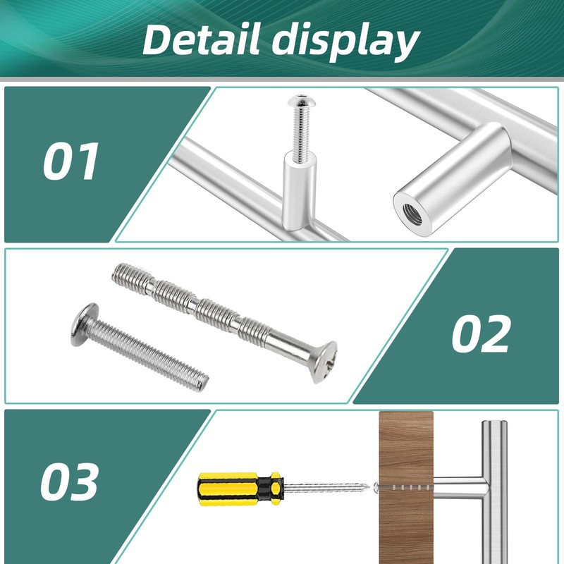 NISUOIEN 40 Pack Kitchen Cabinet Handles Drawer Pulls Brushed Nickel