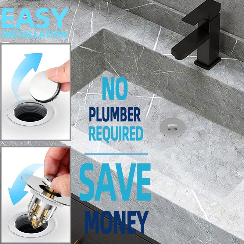 Universal 2 in 1 Bathroom Sink Stopper, Pop Up Bathroom