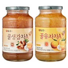 Damtuh Honey Citron Tea & Honey Ginger Tea Bundle Pack 1000g - 2.20lb x 2 Bottle