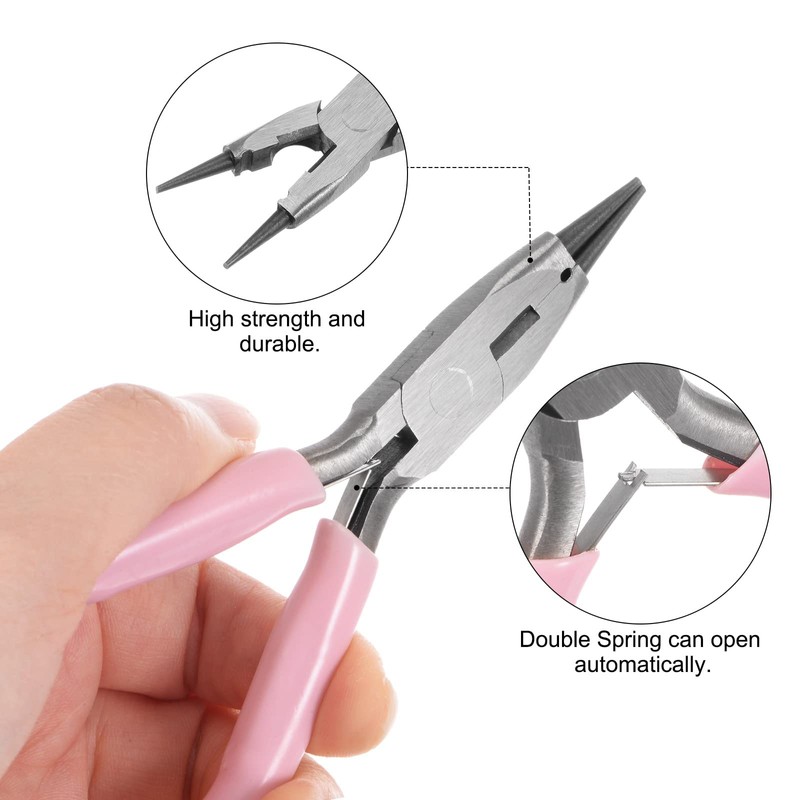sourcing map Mini Round Nose Pliers 4.5 Inch Conical Claw