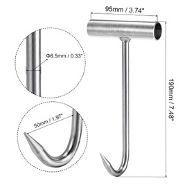 sourcing map 7.5inch T-Handle Meat Boning Hook, Galvanized T Hooks for Kitchen Butcher Shop Restaurant 2Pcs