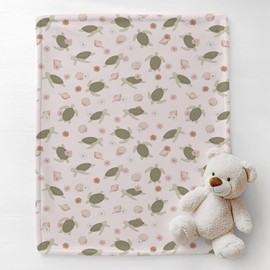 Summer Turtle Floral Baby Blankets for Boys Girls Sea Turtles Boho Flowers Seashells Conch Swaddle Receiving Blanket Ocean Animal Soft Swaddling Wrap for Unisex Newborn 30x40in