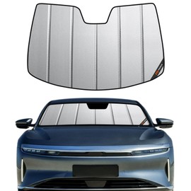 Pigenius Windshield Sun Shade for Lucid Air 2022-2026 (EV Sedan),with Panoramic Glass Canopy Roof, Premium Grey Leather Finish