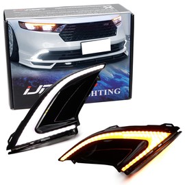 iJDMTOY Lower Bumper Corner Filler Replace Switchback LED Daytime Running Lights Compatible with 2023-Up Honda Accord, White LED DRL, Amber LED Sequential Turn Signal Feature