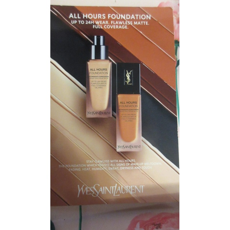 Yves Saint Laurent All Hours Foundation Sample Honey, Bronze, Hazelnut,