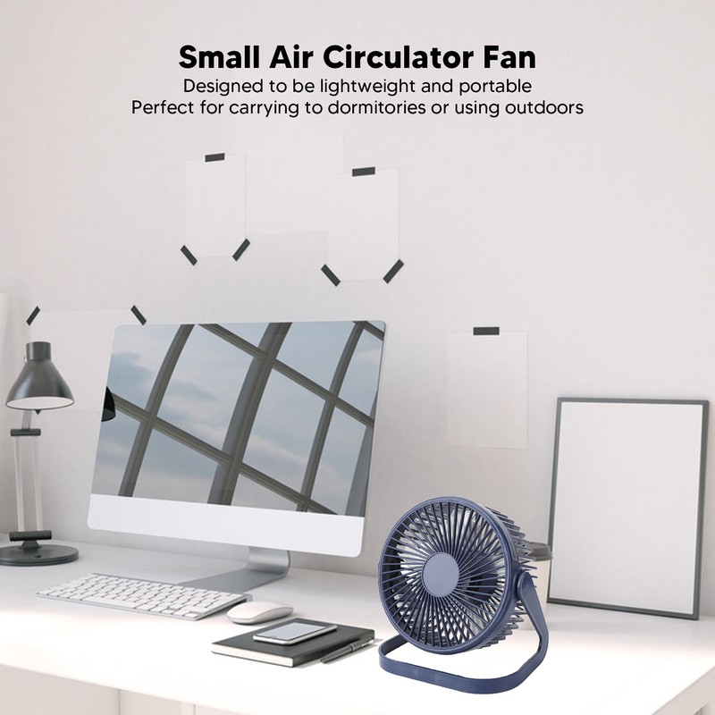 Small Air Circulator Fan 2 Adjustable Speed Blue Portable Rechargeable