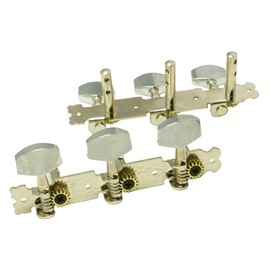 3-on-Plate Classic Acoustic Guitar Tuners Set, Metal knobs Nickel (3x3)