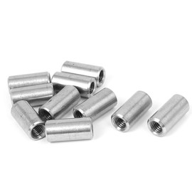 uxcell a16050300ux0578 M8x1.25mm Threaded Sleeve Rod Bar 304 Stainless Steel Round Connector Nuts 10pcs