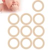 Atyhao 10Pcs 65mm Wooden Teether Rings, Natural Wood Loop Ring