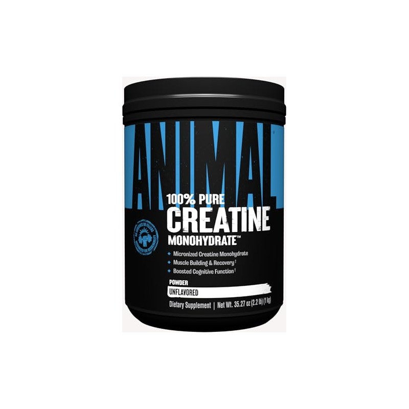 Animal Creatina Monohidratada Pura en Polvo, Sin Sabor, 2.2 Lb