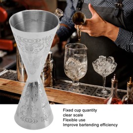Cocktail Messbecher, 30ml 45ml Edelstahl Doppelbecher Exquisite Gravur Bartender Jigger Ausgießer Messbecher