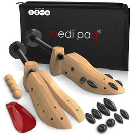 Medipaq 2 Premium Pine Shoe Stretchers – 4-Way Adjustable Shoe Stretcher for Women Size 4-9 – Includes Cedar Balls and Bag – ShoeTrees for Women